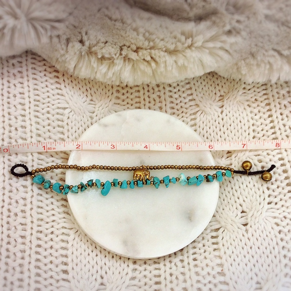 🐘 Elephant Turquoise & Brass Bracelet 🐘 - Picture 7 of 7